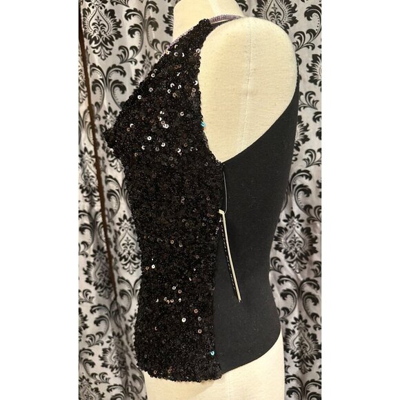Sequin Embellished Sleeveless Tank Top By Central Park West Size Small NWT MSRP - Picture 3 of 5
